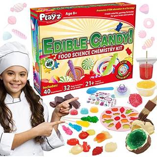 Playz Edible Candy Making Science Kit til b?rn i alderen 8-12 ?r - Food Science Chemistry Kid Science Kit med 40 eksperimenter for at lave dine e