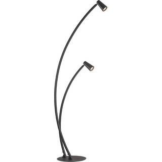 Lucande Velanoris gulvlampe, 2 lyskilder, børstet aluminium