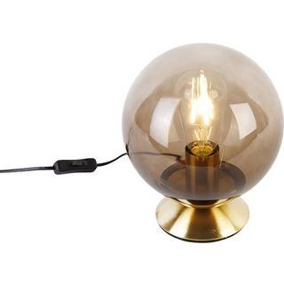 Art Deco Bordlampe Messing med Røgglas - Pallon