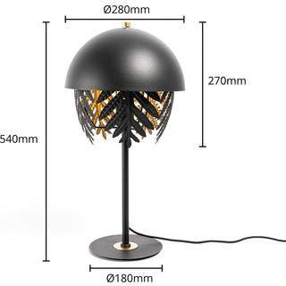 Lucande Aparas bordlampe bladlook, sort-guld