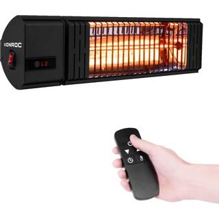 VONROC Terrassevarmer - Volsini - 2000W | LCD-skærm | Sort | Inkl. Fjernbetjening.