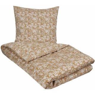 Blomstret sengetøj 150x210 cm - 100% Bomuldssatin - Small Flowers golden - By Night sengesæt