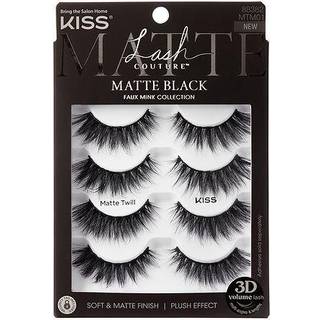 Kiss Lash Couture 3D Matte falske øjenvipper Matte Twill '14 mm inkluderer 4 par vipper Kontaktlinse Venlig til at anvende genanvendelige strimme