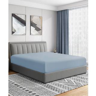 Cathay Home Luxury Wrinkle and Fade Resistent Double Brushed Ultra Soft Microfiber 14-tommer Standard Pocket Single Fitted Sheet Blue Fog Fuld