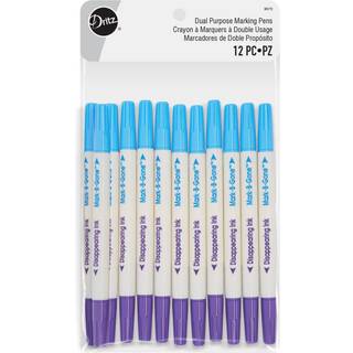 Dritz Dual Purpose B-Gone & Dispinging Ink 12 PC Markering Pens Blue/Purple Count