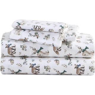 Eddie Bauer - King Sheet Set Warm Breathable Cotton Flannel Bedding With Deep Pockets b?rstet for ekstra bl?dhed Hyggeligt boligindretning Oeko -