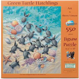 Sunsout Inc - Green Turtle Hatchlings - 550 PC Jigsaw Puzzle av Artist: Sherry Vintson - Färdig storlek 15,5 """" X 18 """" - MPN# SV45501