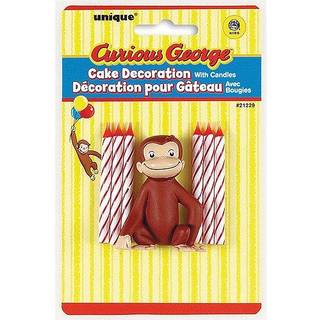 Nysgerrig George Cake Topper med 6 stearinlys - Premium Quality - Perfekt til b?rns f?dselsdagsfester