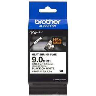 Brother HSe-221E sort på hvid krympeflextape 9 mm
