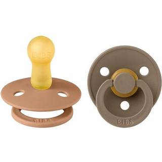 BIBS Rund Colour Sut - 2-Pak - Str. 1 - Naturgummi - Earth/Dark Oak