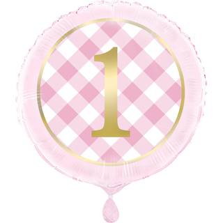 1 års fødselsdag folieballon - Lyserød/guld