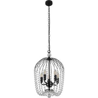 Shower hængelampe, sort/klar, krystalglas, E14, Ø 36cm