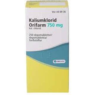 Kaliumklorid "Orifarm" 750 mg 250 stk