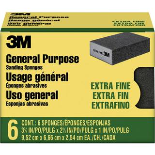 3M Slibing Sponge Block 6-Pack Extra Fine Grits 3-3/4 i x 2-5/8 i designet til slibning af træmaling Metalplast eller gipsvægsfunktioner 3M slibe
