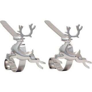 Haute Decor Mantleclip Stocking indehavere med aftagelige zinklegeringsferie ikoner (2-pakker rensdyrsølv)