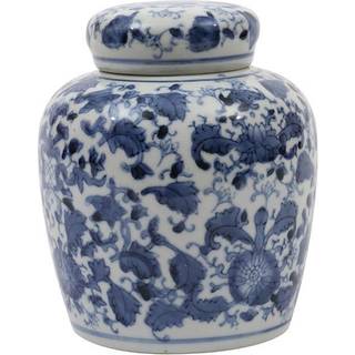 Kreativ co-op bl? & hvid keramisk ingef?rkrukke med l?g