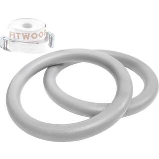 FitWood ULPU Gymnastikringe 28mm - Grå overflade / Hvid Strop