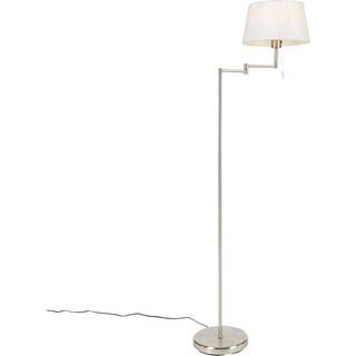 Klassisk gulvlampe stål med hvid justerbar skærm - Ladas