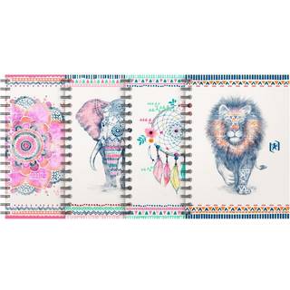 Oxford Boho Chic notesbog med spiral B5 kvadreret