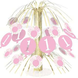 1 års fødselsdag borddekoration - Lyserød/guld