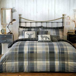 Dreams & Drapes Dreams & Drapes Grey Connolly Check 100% Cotton Duvet Cover and Pillowcase Set