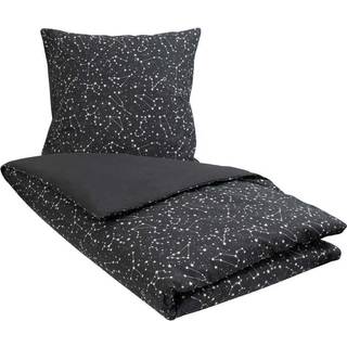 Sengetøj 200x220 cm - Zodiac black - Stjernebillede - Dobbelt dynebetræk i 100% Bomuld - Borg Living