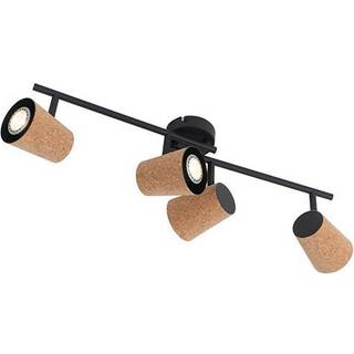 Loftspotlight sort med kork-skærm 4-lys justerbar - Corky