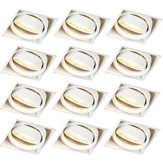Sæt med 12 indbyggede spotlights hvide GU10 vippebare trimless - Oneon