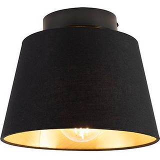 Loftslampe med bomuldsskærm sort med guld 20 cm - Combi sort
