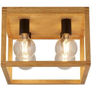 Firkantet loftlampe lavet af bambus, 4 lyskilder