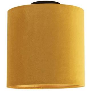 Loftslampe med fløjlsskærm okker med guld 25 cm - Combi sort