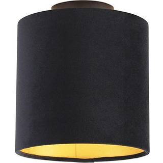 Loftslampe med sort og guld fløjlsskærm 20 cm - Combi Black