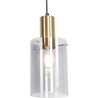 Vintage hængende lampe messing med røgglas - Vidra
