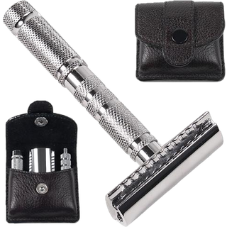 Parker Shaving A1-R 4 piece travel safety razor & leather pouch