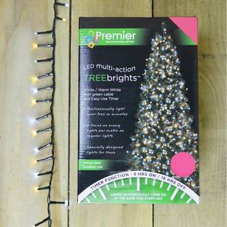 Premier TreeBrights Koldt og varmt hvidt 1000 LED juletræsbelysning med timer - 25 m