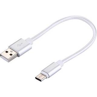 SiGN Kort USB-C kabel i nylon2.4A, 12W, 20cm- Sølvfarvet
