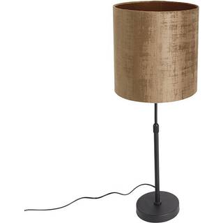 Bordlampe sort med brun velourskærm 25 cm justerbar - Parte