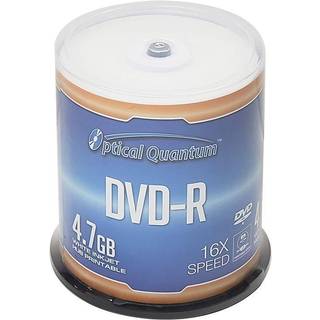 Optisk Quantum DVD-R 4,7 GB 16x White Inkjet Hub Printable Blank Discs-100 Pack Cake Box (FFP) 100 Discs Blank DVD-R Discs DVD Discs Blank Printa