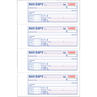 Adams TC1182 kvitteringsbog 7 5/8 x 11 Tre-delvis Carbonless 100 formularer