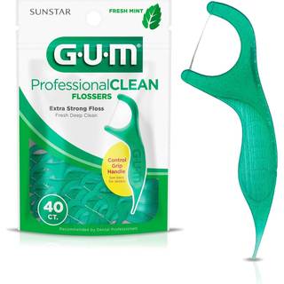 Sunstar GUM Professionelle tandtrådsspidsere (891J) - 40 stk., vinklet nakke, komfortgreb, rivbestandig, blid tandkødsmassage