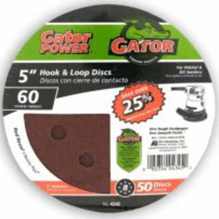 Gator 5 """" Random Orbit Hook & Loop Red Resin Aluminium Oxide Slibesdiske 8-huller 60 Grit 50 Pack
