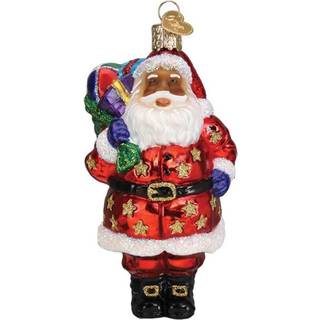 Old World Christmas Jolly African American Santa Glass Blæst ornament til juletræ