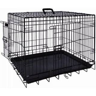 Foldbart transportbur til bil, sort m/plastbakke - Black - XL: 109x70x76cm