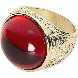 Goldener Vampir Ring mit Rubinrotem Stein