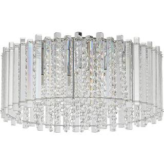 Lucande loftlampe Limana, Ø 50 cm, krom, krystal