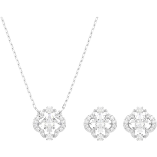 Swarovski Sparkling Dance Set, Verschiedene Schliffe, Glücksklee, Weiß, Rhodiniert