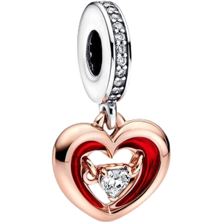 Pandora Two-tone Radiant Heart Dangle Charm - Rose Gold
