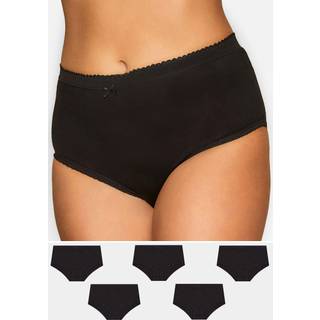 Yours Curve Yours Curve Black 100% Cotton High Wasited Full Briefs 5 Pack