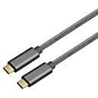 NÖRDIC 1m USB-C til C USB-kabel USB3.1 Gen1 opladning på Power Delivery 60W 5Gbps 3A med Emarker, Nylon Flettet SPCA grå