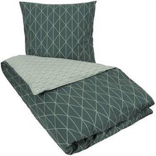 Sengetøj 150x210 cm - Harlequin grøn - Dynebetræk med 2 design - Sengelinned i 100% Bomuld - Borg Living
